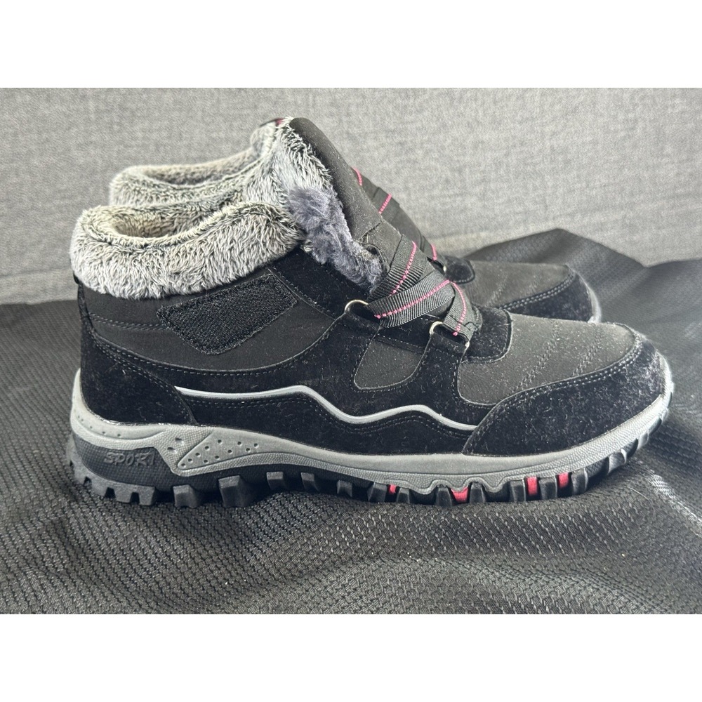 Fashion Womens Ankle Winter Hiking Boots Black Round Toe Hook & Loop EUR 40 NEW‎